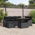 Garten-Sofa-Set 7 pcs Schwarz Poly-Rattan