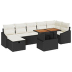 Garten-Sofa-Set 8 pcs Schwarz Poly-Rattan