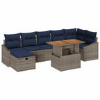 Garten-Sofa-Set 8 pcs Grau Poly-Rattan