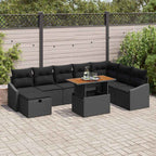 Garten-Sofa-Set 9 pcs Schwarz Poly-Rattan