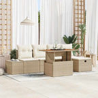 Garten-Sofa-Set 6 pcs Beige Poly-Rattan
