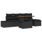 Garten-Sofa-Set 6 pcs Schwarz Poly-Rattan