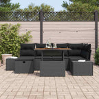 Garten-Sofa-Set 7 pcs Schwarz Poly-Rattan