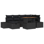 Garten-Sofa-Set 7 pcs Schwarz Poly-Rattan