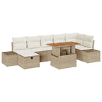 Garten-Sofa-Set 8 pcs Beige Poly-Rattan