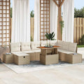Garten-Sofa-Set mit Speicher 9 pcs Beige Poly Rattan