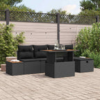 Garten-Sofa-Set 6 pcs Schwarz Poly-Rattan