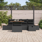 Garten-Sofa-Set 6 pcs Schwarz Poly-Rattan