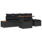 Garten-Sofa-Set 6 pcs Schwarz Poly-Rattan