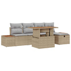 Garten-Sofa-Set 6 pcs Beige Poly-Rattan