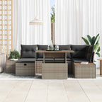 Garten-Sofa-Set 7 pcs Grau Poly-Rattan