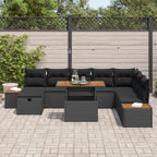 Gartensofa-set mit Kissen 9 pcs Schwarz Poly-Rattan