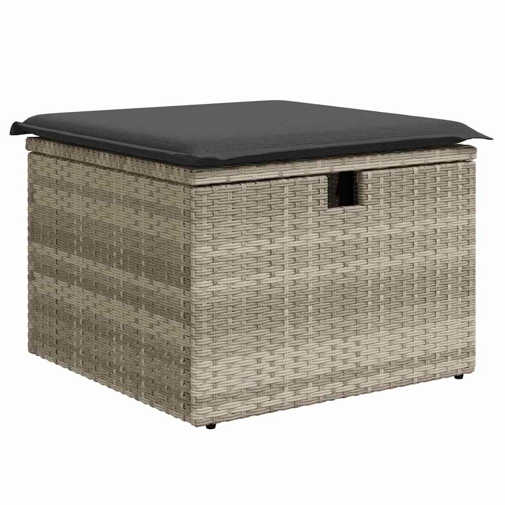 Gartensofa-set mit Kissen mit Speicher 9 pcs Grau Poly-Rattan