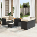Garten-Sofa-Set 8 pcs Schwarz Poly-Rattan