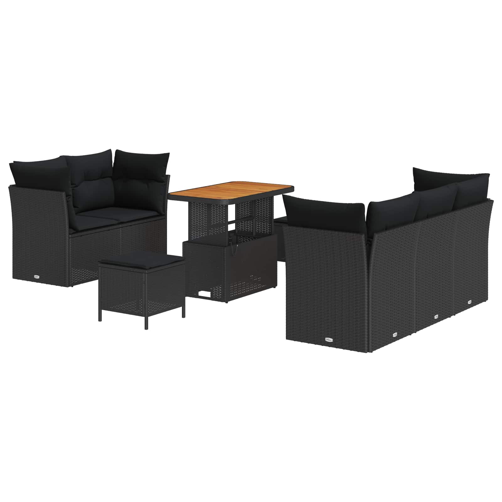 Gartensofa-set mit Kissen 8 pcs Schwarz Poly-Rattan