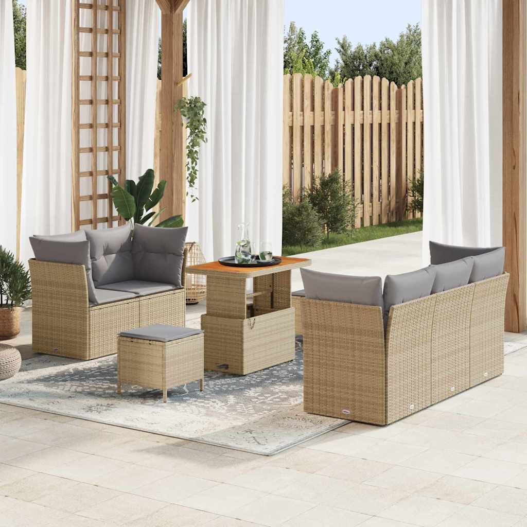 Garten-Sofa-Set 8 pcs Beige Poly-Rattan