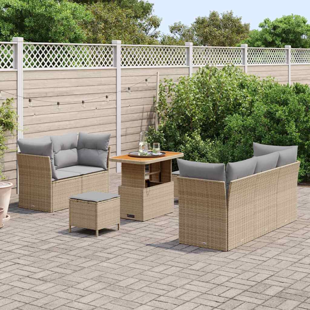Garten-Sofa-Set 8 pcs Beige Poly-Rattan