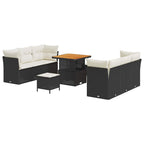 Gartensofa-set mit Kissen 9 pcs Schwarz Poly-Rattan