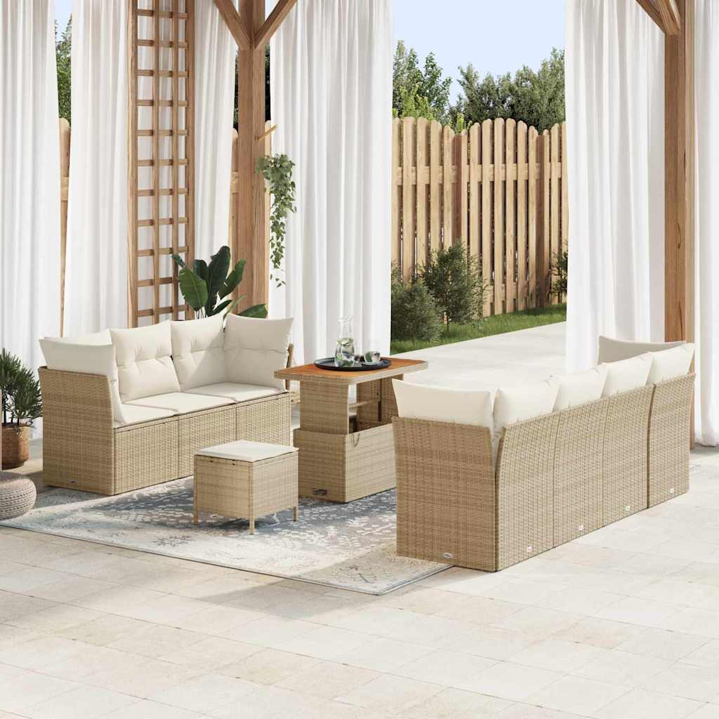 Gartensofa-set 10 pcs Beige Poly-Rattan