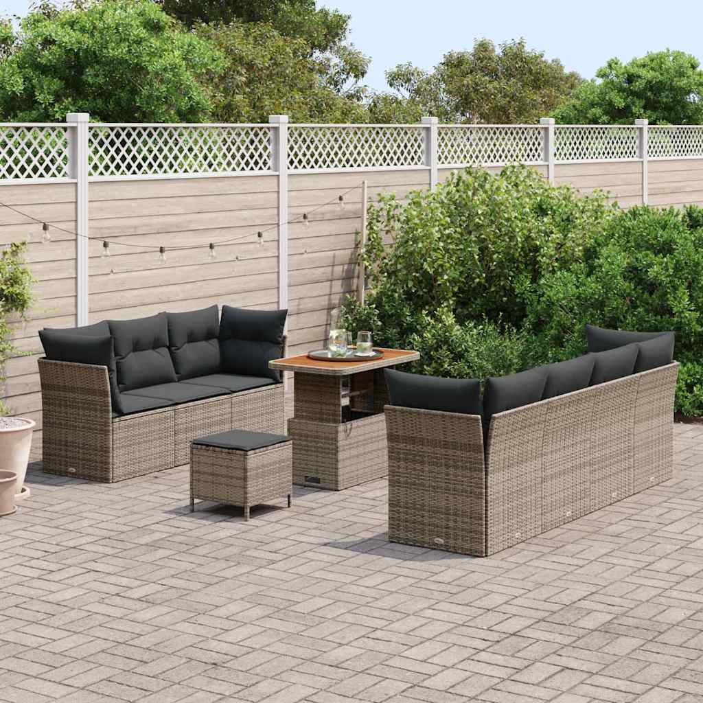 Gartensofa-set 10 pcs Grau Poly-Rattan