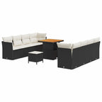 Gartensofa-set 11 pcs Schwarz Poly-Rattan