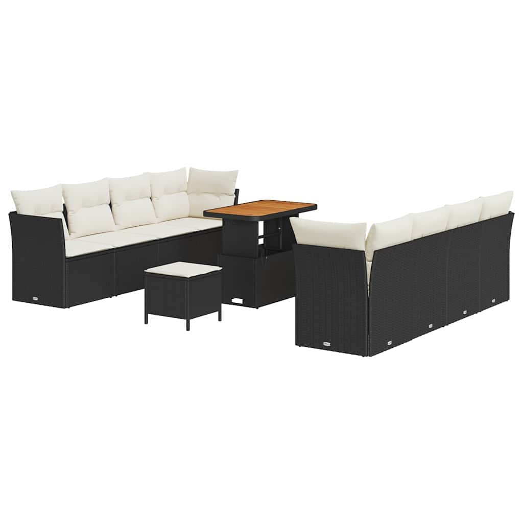 Gartensofa-set 11 pcs Schwarz Poly-Rattan