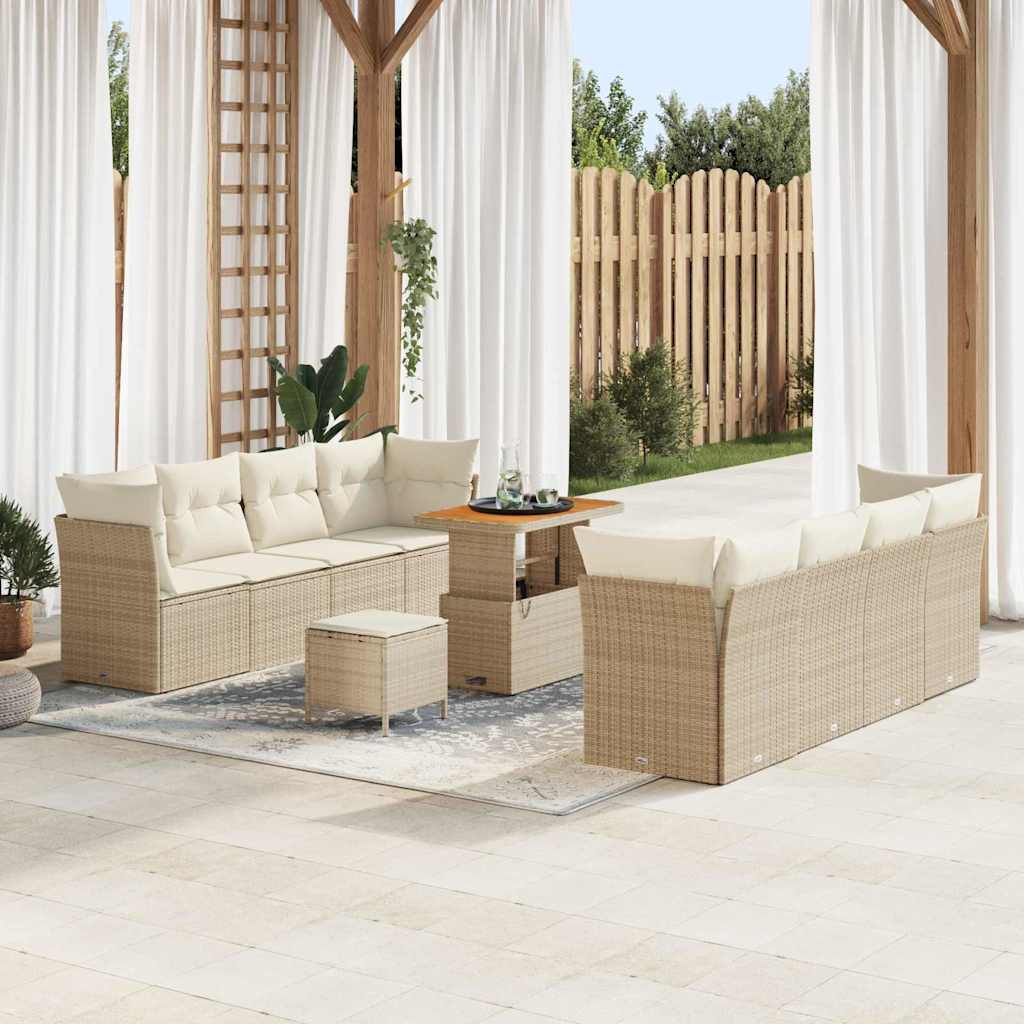 Gartensofa-set 11 pcs Beige Poly-Rattan