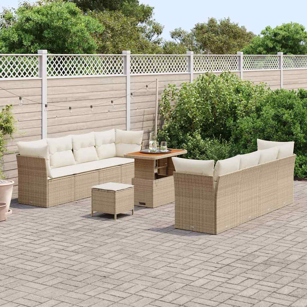 Gartensofa-set 11 pcs Beige Poly-Rattan