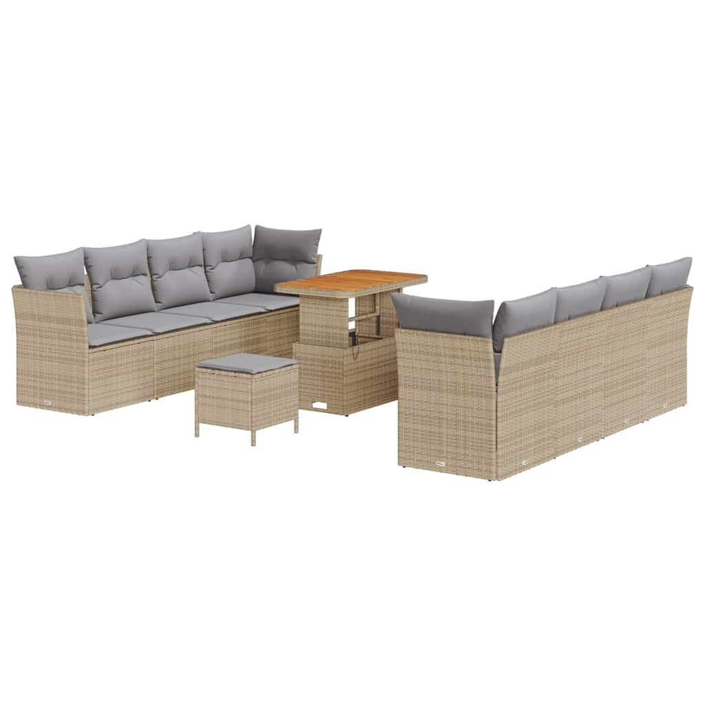 Gartensofa-set 11 pcs Beige Poly-Rattan