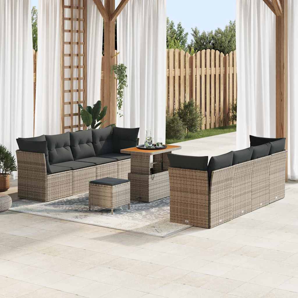 Gartensofa-set 11 pcs Grau Poly-Rattan
