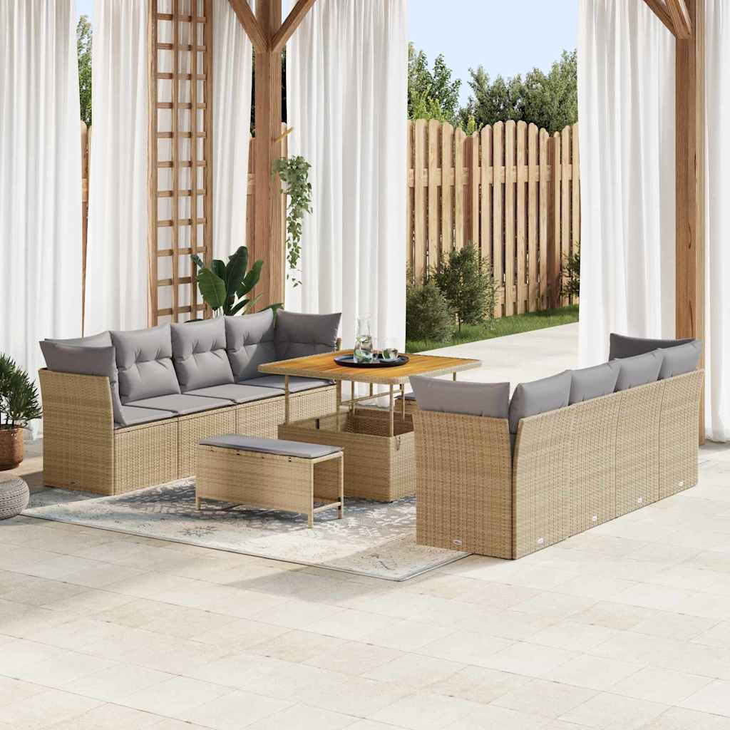 Gartensofa-set 11 pcs Beige Poly-Rattan
