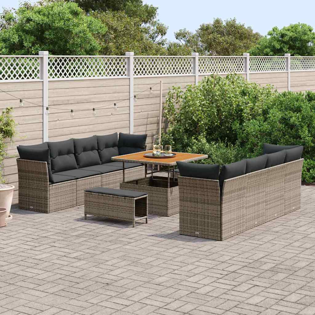 Gartensofa-set 11 pcs Grau Poly-Rattan