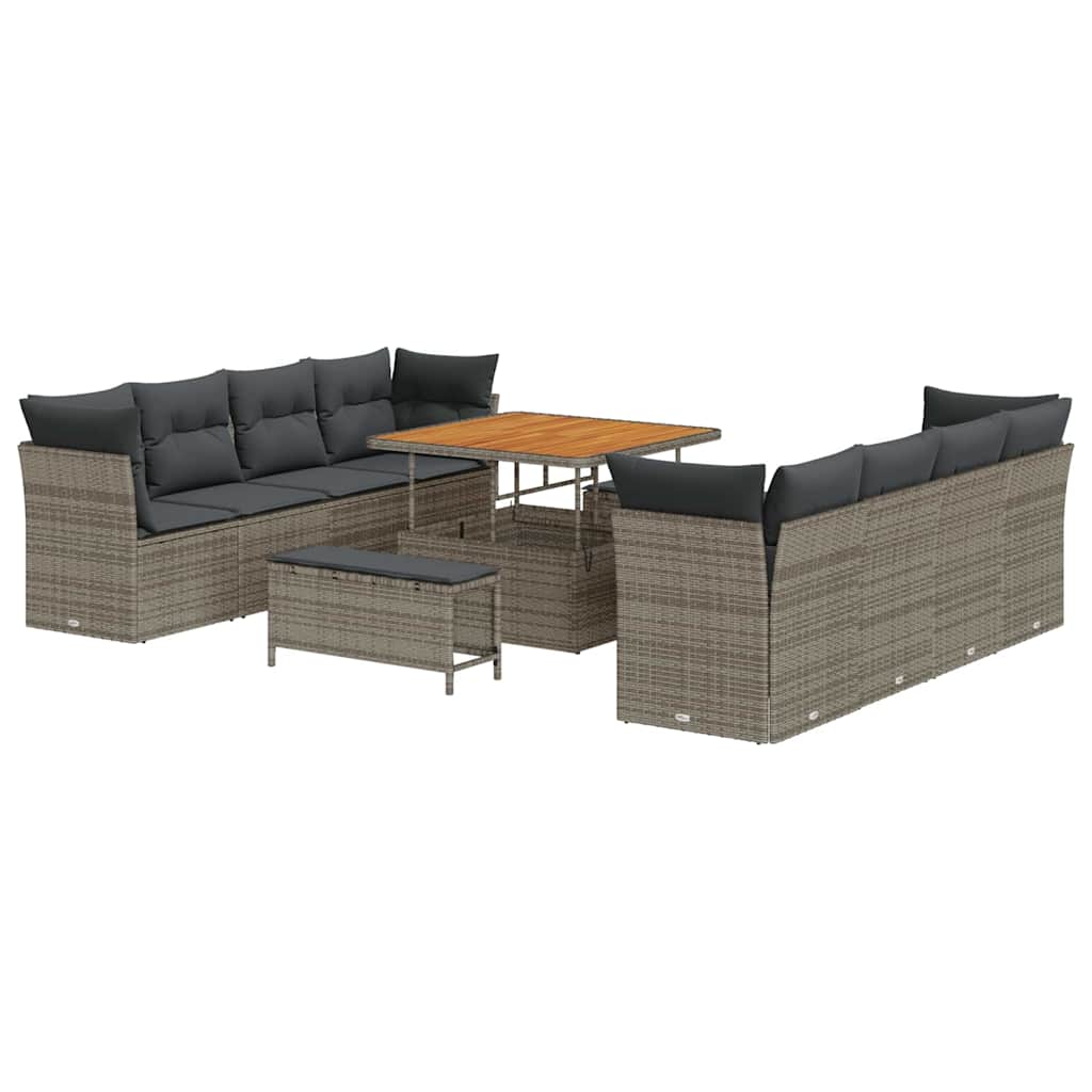 Gartensofa-set 11 pcs Grau Poly-Rattan