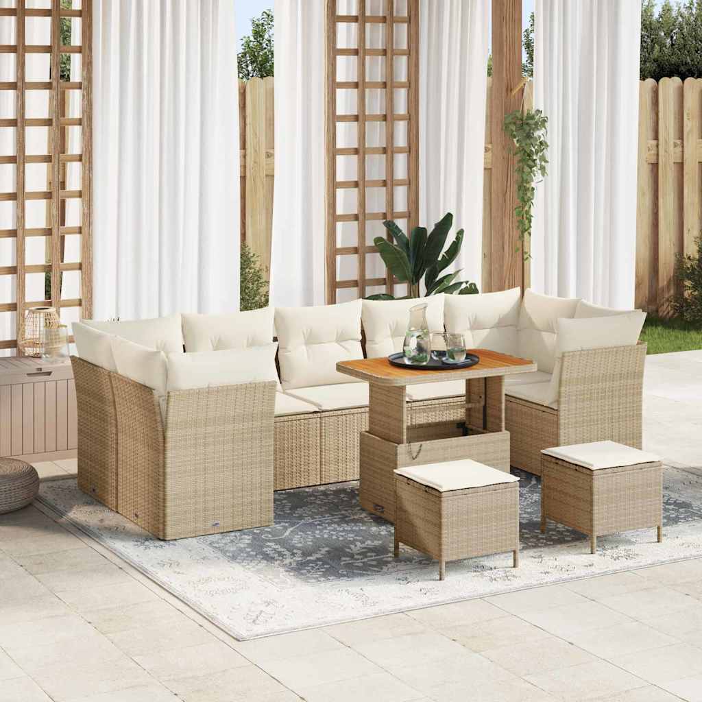 Gartensofa-set 10 pcs Beige Poly-Rattan