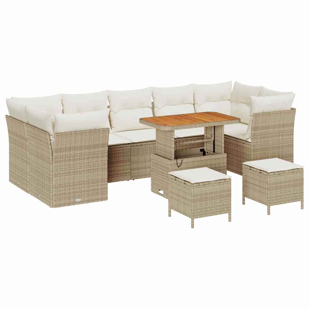 Gartensofa-set 10 pcs Beige Poly-Rattan