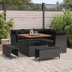 Gartensofa-set 8 pcs Schwarz Poly-Rattan