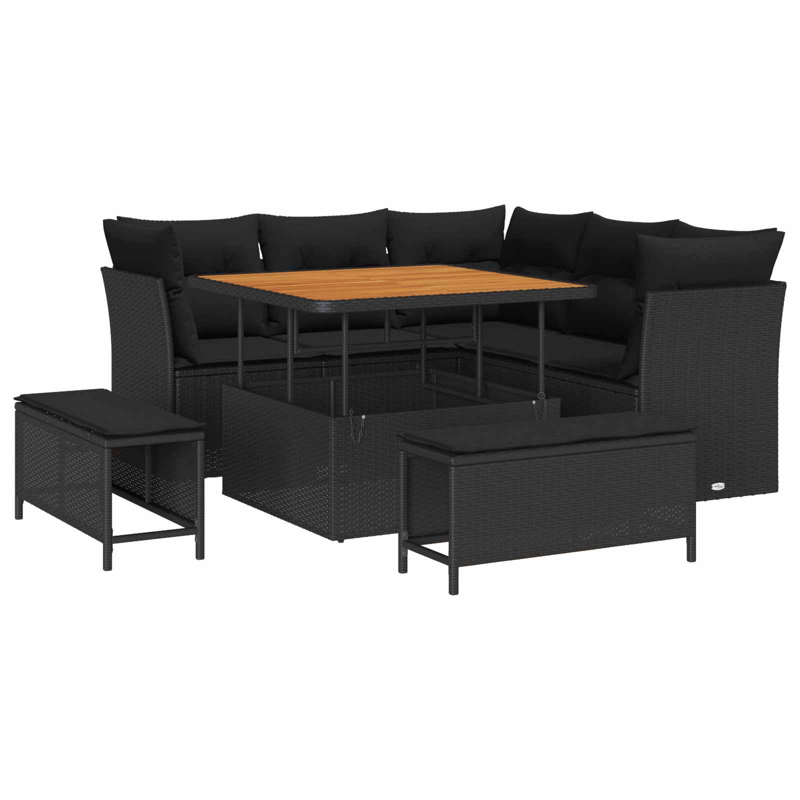 Gartensofa-set 8 pcs Schwarz Poly-Rattan