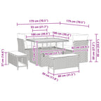 Gartensofa-set 8 pcs Schwarz Poly-Rattan