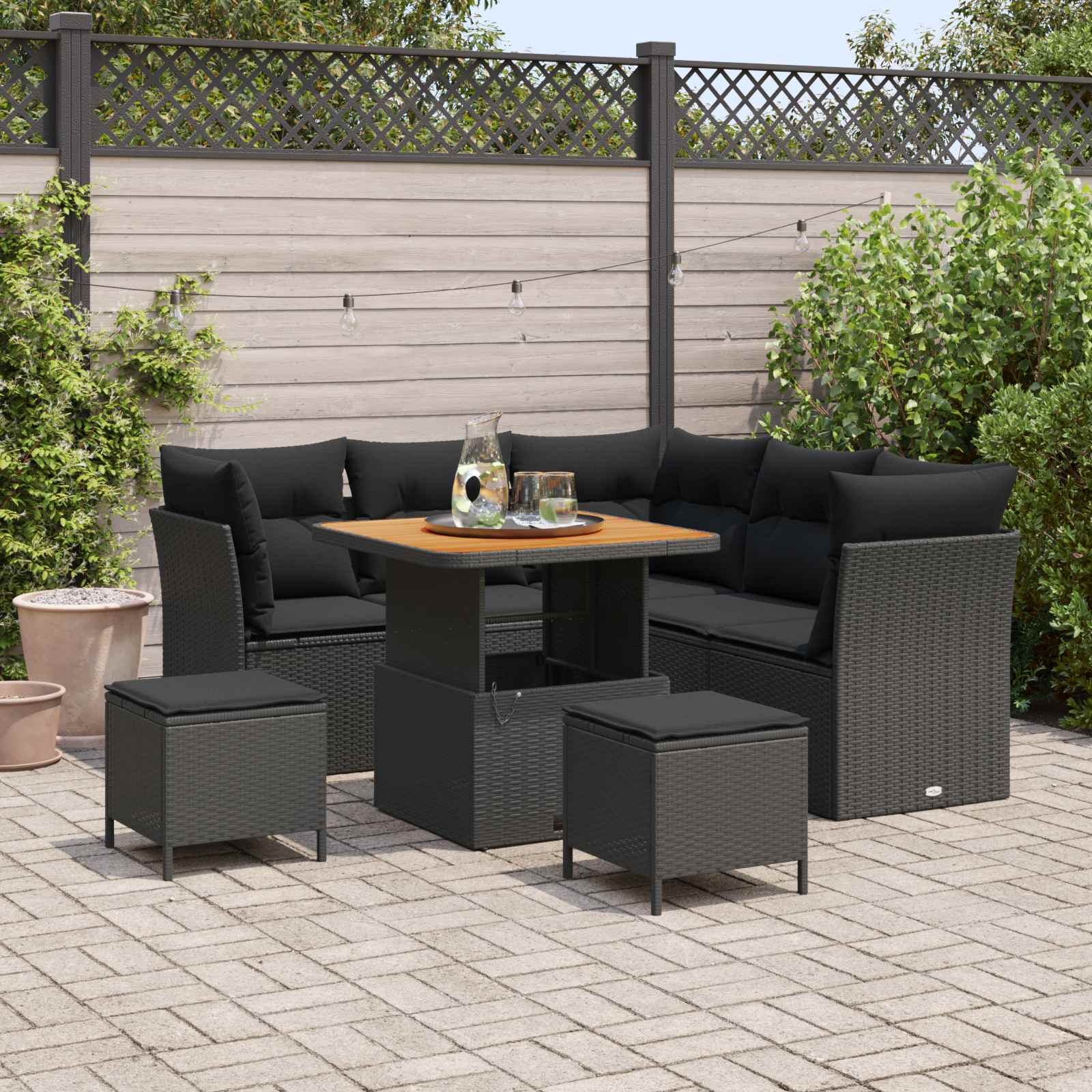 Gartensofa-set 8 pcs Schwarz Poly-Rattan