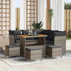 Gartensofa-set 9 pcs Grau Poly-Rattan