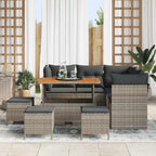 Gartensofa-set 9 pcs Grau Poly-Rattan