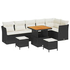 Gartensofa-set 9 pcs Schwarz Poly-Rattan