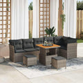 Gartensofa-set 9 pcs Grau Poly-Rattan
