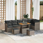 Gartensofa-set 9 pcs Grau Poly-Rattan