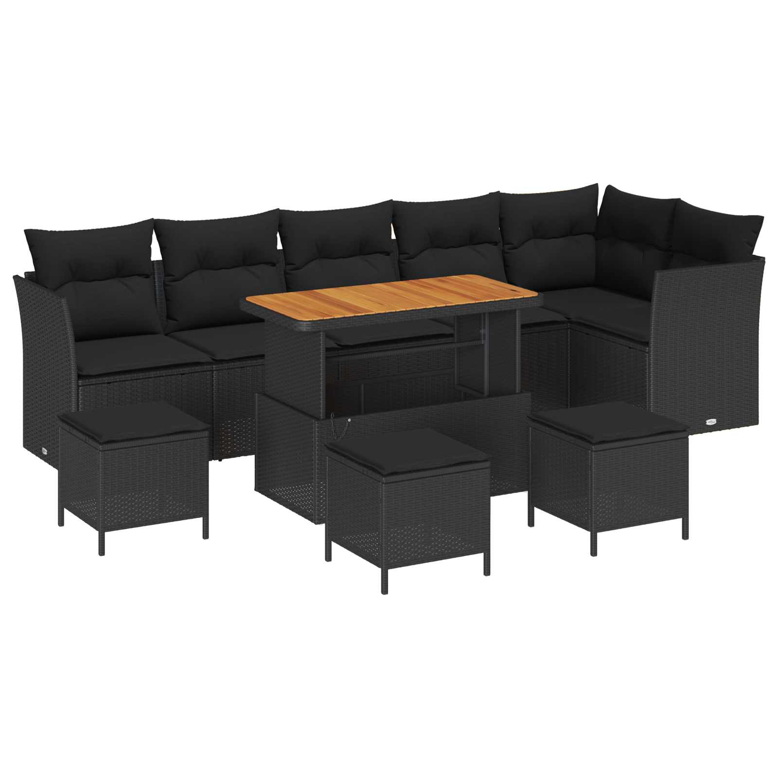 Gartensofa-set 10 pcs Schwarz Poly-Rattan