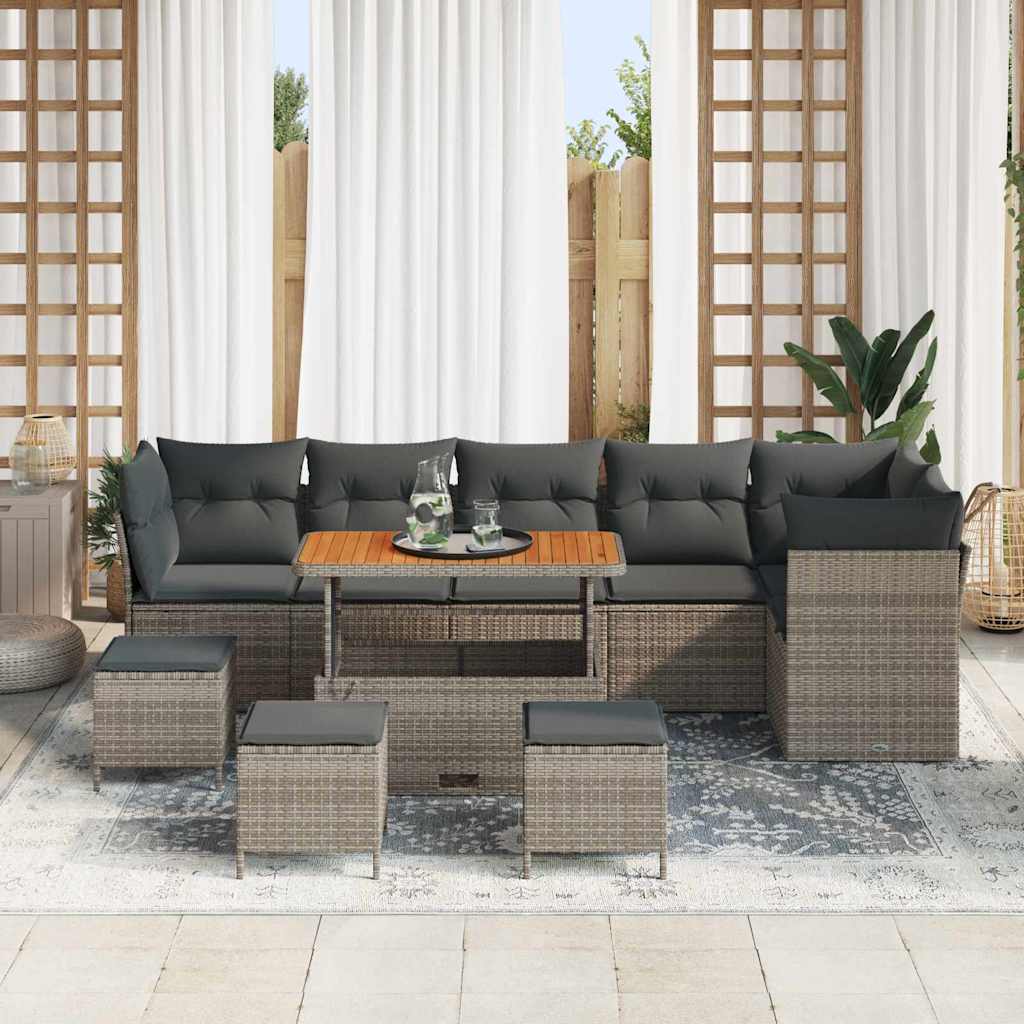Gartensofa-set 10 pcs Grau Poly-Rattan