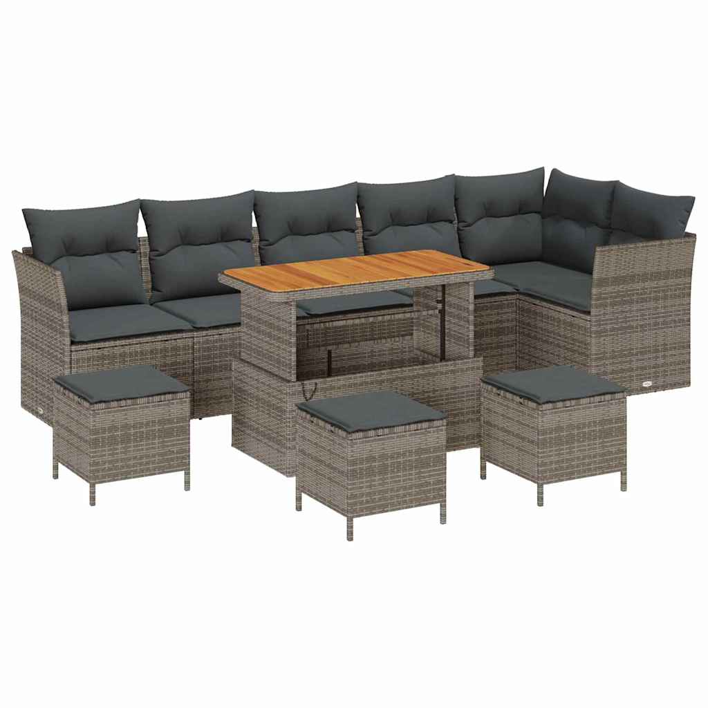 Gartensofa-set 10 pcs Grau Poly-Rattan