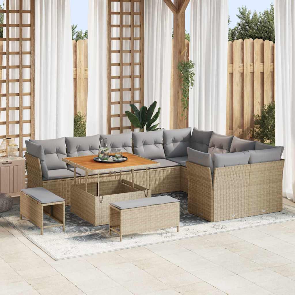 Gartensofa-set 12 pcs Beige Poly-Rattan
