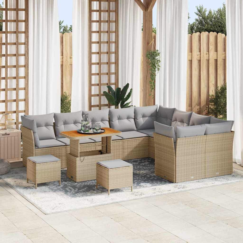 Gartensofa-set 12 pcs Beige Poly-Rattan