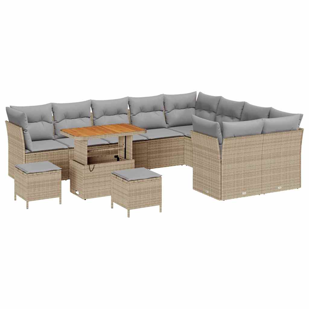 Gartensofa-set 12 pcs Beige Poly-Rattan
